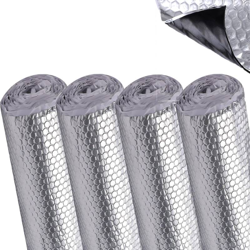 Sleeleece Alubutyl Dämmmatte 4 Rollen x 2mm x 50 cm x 4 Meter = 8 m² selbstklebend Anti Dröhn Matte Auto Dämmung Schall- und Fahrgeräuschdämmung für Kfz, LKW und Wohnmobile von Sleeleece