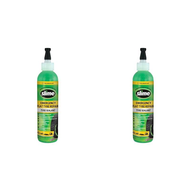 Slime 10016 Dichtmittel für Reifenreparatur bei Platten, Notfallausrüstung, Motorräder, Motorroller, Trailer, Ungiftig, Umweltfreundlich, 237-ml-Flasche (8 oz) (Packung mit 2) von Slime
