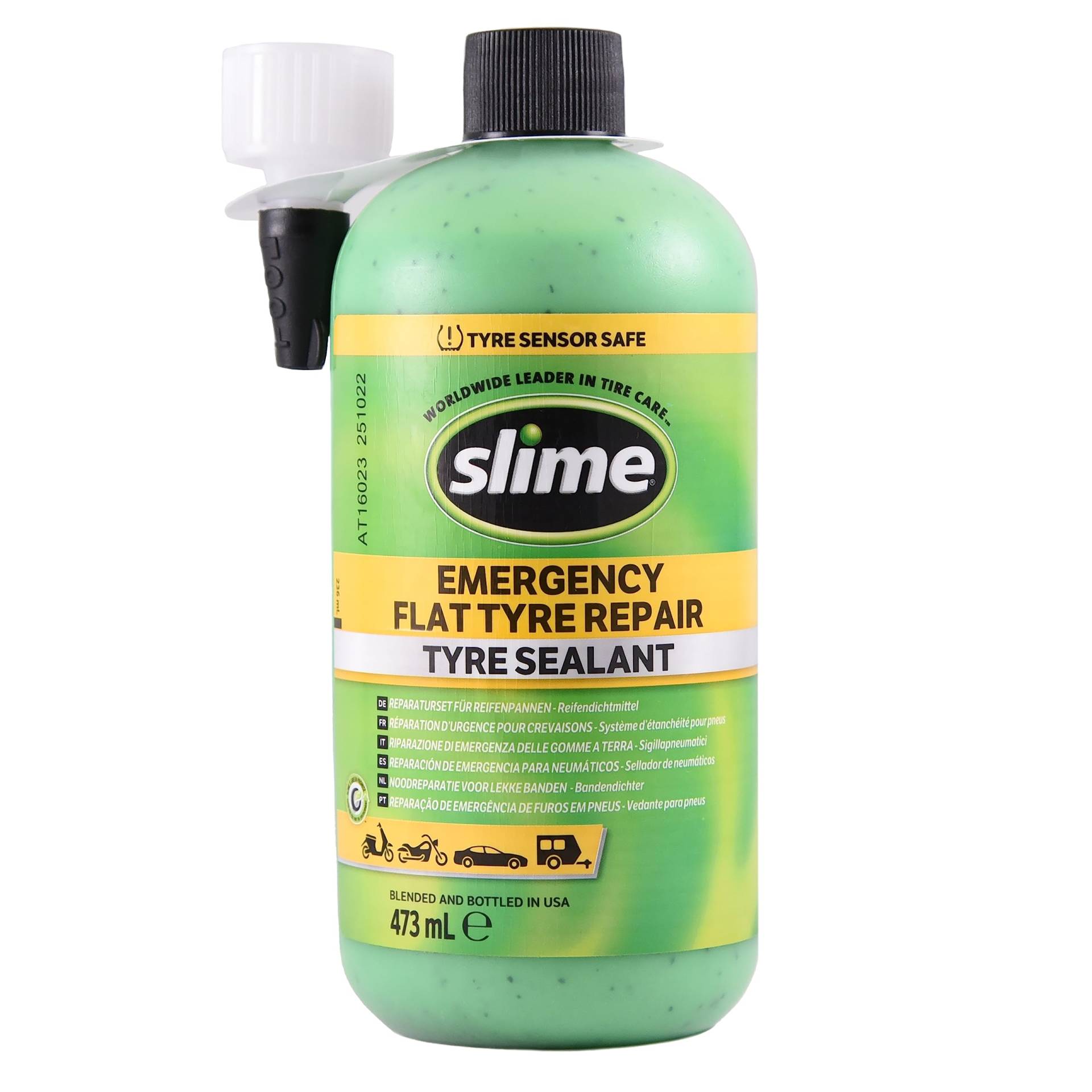 Slime 10125 Dichtmittel für Reifenreparatur von Platten Reifen, Smarte Reparatur, Geeignet für Pkw, Ungiftig, Umweltfreundlich, 473-ml-Flasche (16 oz) von Slime