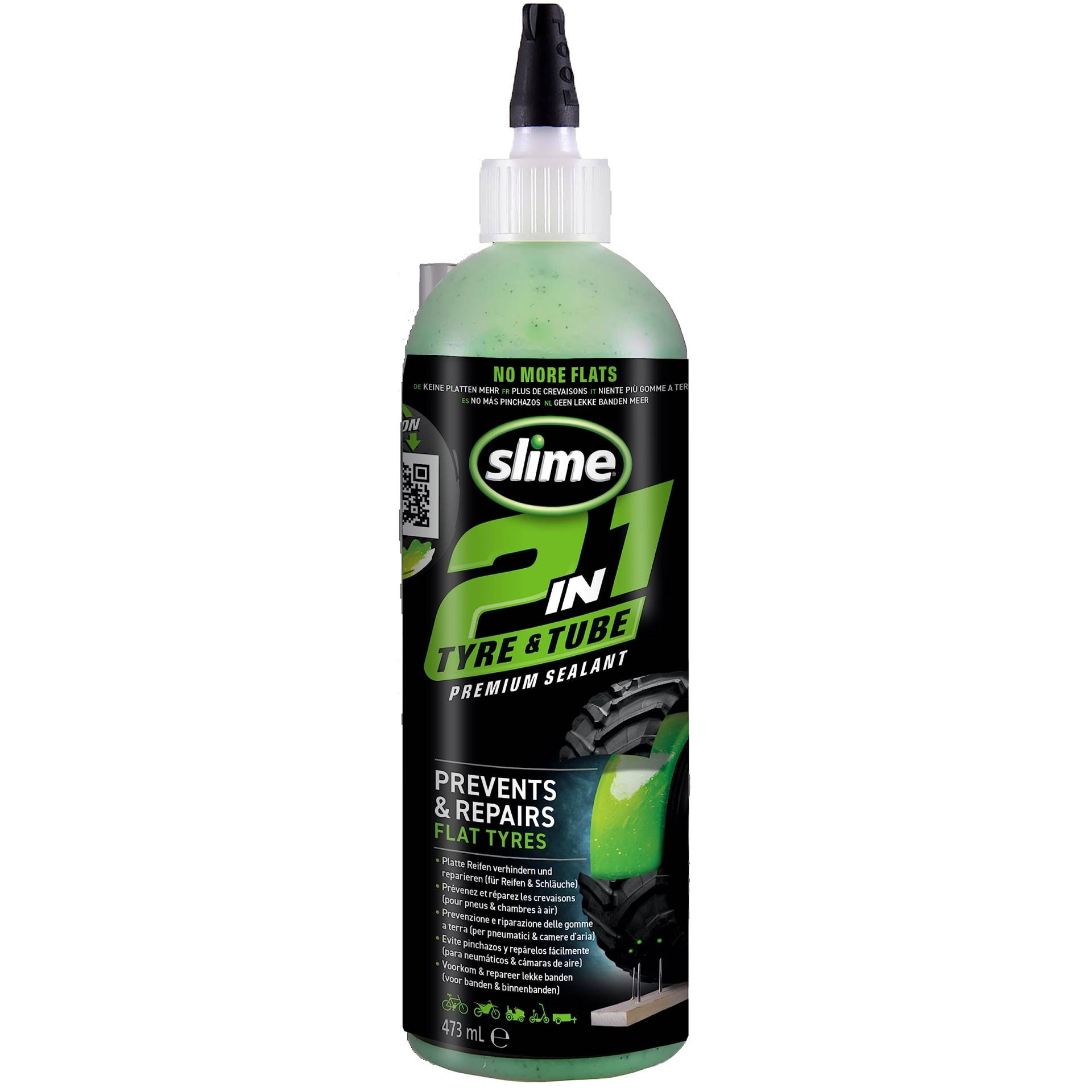 Slime 10193-51 2-in-1-Dichtmittel für Reifen- und Schlauchpannen, Premium, Prävention und Reparatur, geeignet für alle „Off-Highway“-Reifen und -Schläuche, ungiftig, umweltfreundlich, 473ml (16oz) von Slime