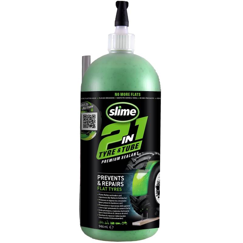 Slime 10194-51 2-in-1-Dichtmittel für Reifen- und Schlauchpannen, Premium, Prävention und Reparatur, geeignet für alle „Off-Highway“-Reifen und -Schläuche, ungiftig, umweltfreundlich 910ml (32oz) von Slime