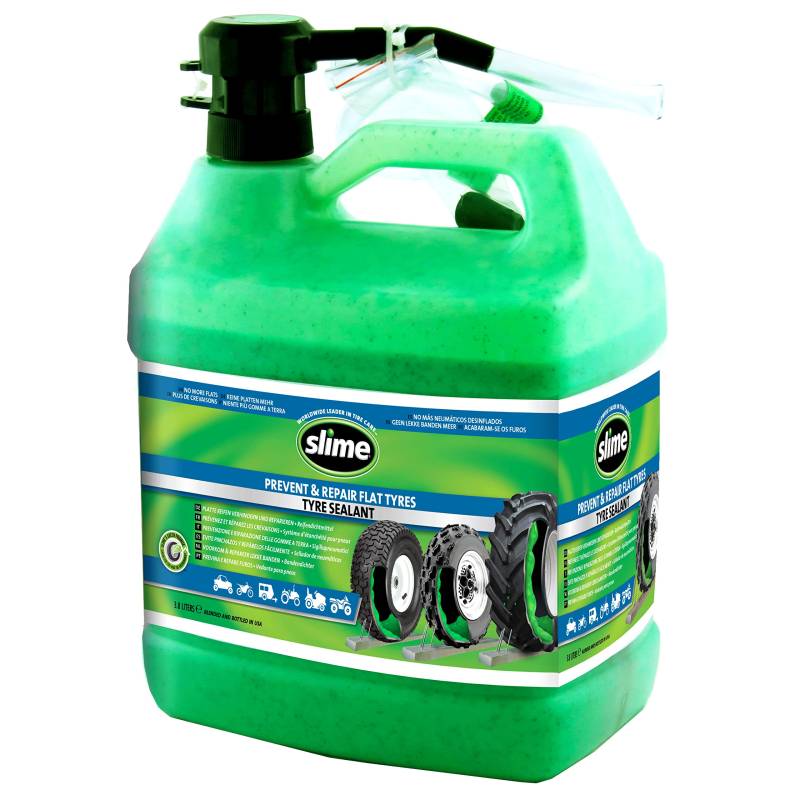 Slime SDSB-1G/02-IN Dichtmittel für Reifenreparatur bei Platten mit Pumpe, Geeignet für Traktoren, Lkw, Trailer, Geländefahrzeuge und Quads, Ungiftig, Umweltfreundlich, 3,78-l-Flasche (1 Gallone) von Slime