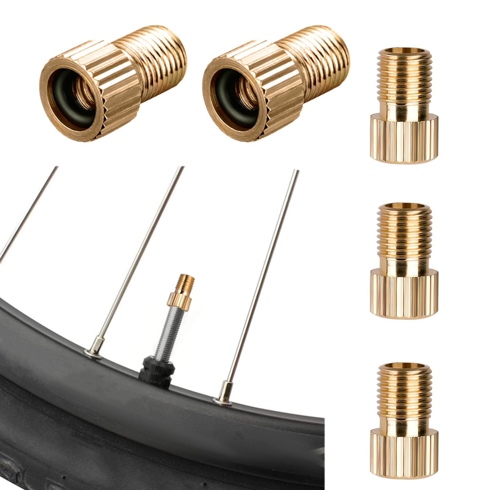 5 Pack Adapter Französisches Ventil, Fahrradventil Adapter mit Dichtring DV SV auf AV Ventilkappen Fahrrad Messing Tubeless Ventil Adapter Fahrrad Ventil Adapter Set Fahrrad-Zubehör 5 Pack Adapter Französisches Ventil, Fahrradventil Adapter mit Dichtring DV SV auf AV Ventilkappen Fahrrad Messing Tubeless Ventil Adapter Fahrrad Ventil Adapter Set Fahrrad-Zubehör von Sliverdew