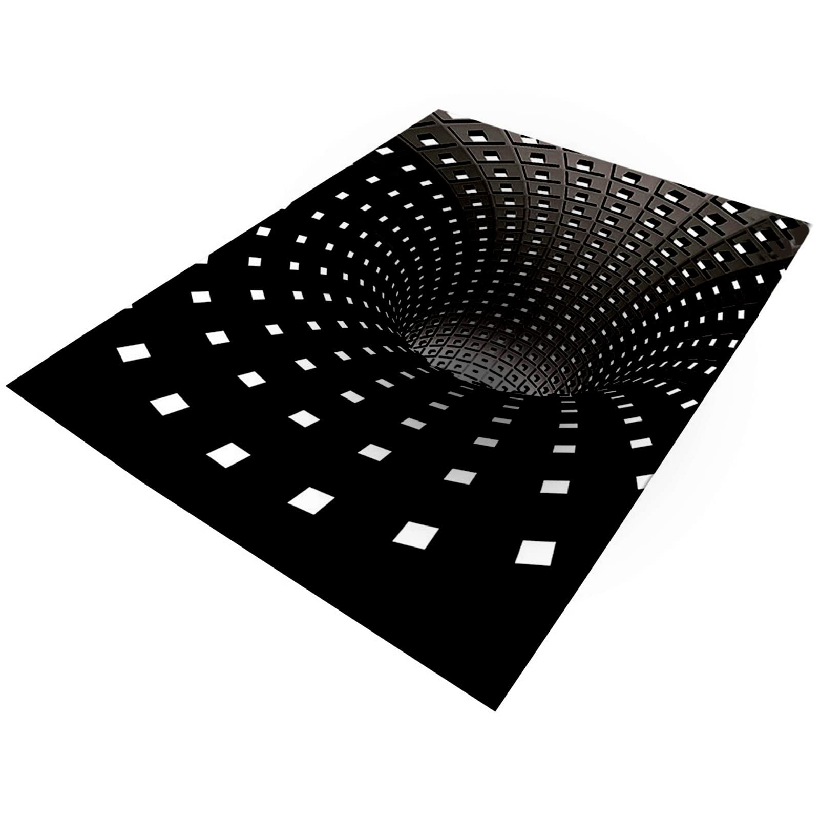 Illusion Area Rug 3D Schwarz Weiß Stereo Vision Teppich Wave Point Rechteckige quadratische Teppiche Matte Anti-Rutsch-Vliesstoff Dauerhafte Fußmatte Bodenteppich Teppich für Wohnzimmer von Sloane