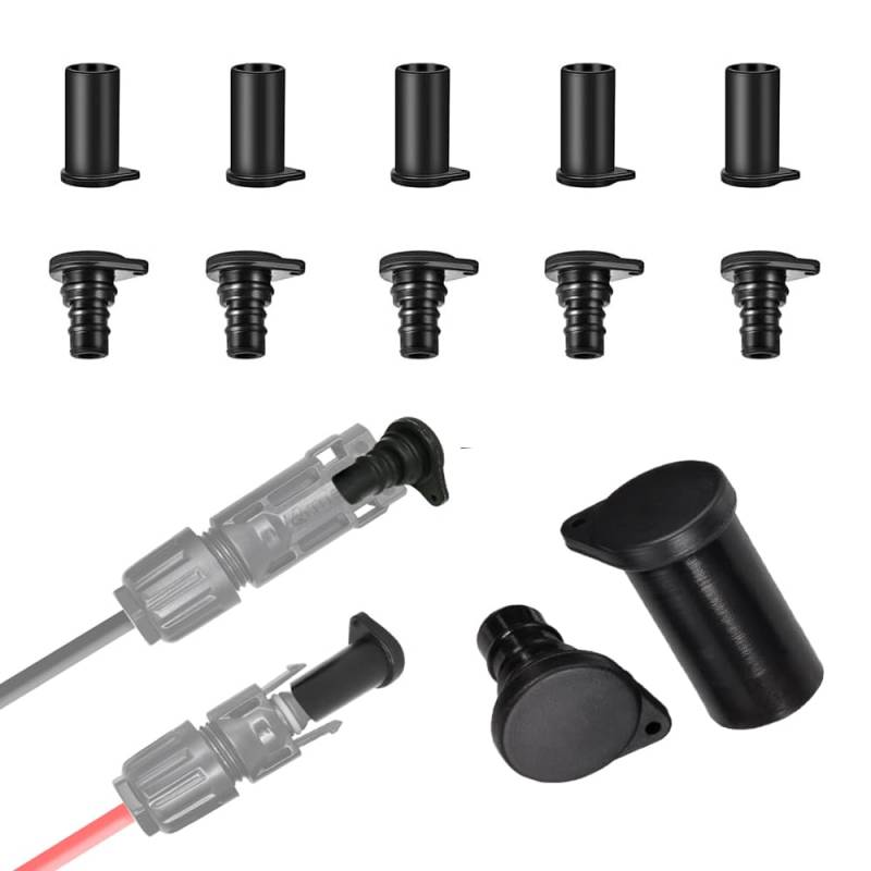 Slocable Solar Stecker Staubschutzkappe 5 Paar, Wasserdicht Staubdicht Solarpanel-Anschlusskappe, Silikon Staubdicht für Männlich/Weiblich Solar Stecker, Solar Inverter von Slocable