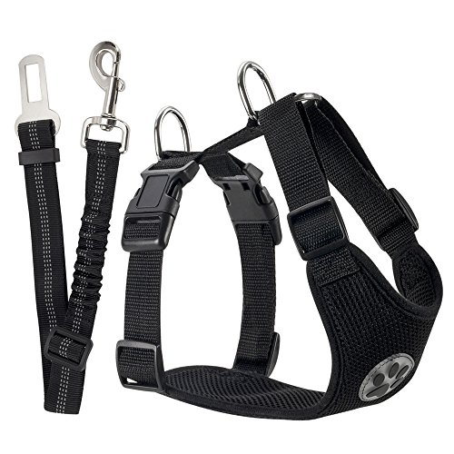 SlowTon No-Pull-Hundegeschirr einstellbar weich Brustgeschirr sicher Kontrolle Softgeschirr Hunde Geschirr bequem für Hunde Haustier mit Premium Hunde-Sicherheitsgurt Auto Sicherheitsgurt Anschnallgurt Nylon Gurt Idealer Autogurt-Adapter für Hunde-Geschirr oder Halsband, Leine Halsband Geschirr Set, Schwarz SlowTon No-Pull-Hundegeschirr einstellbar weich Brustgeschirr sicher Kontrolle Softgeschirr Hunde Geschirr bequem für Hunde Haustier mit Premium Hunde-Sicherheitsgurt Auto Sicherheitsgurt Anschnallgurt Nylon Gurt Idealer Autogurt-Adapter für Hunde-Geschirr oder Halsband, Leine Halsband Geschirr Set, Schwarz von SlowTon