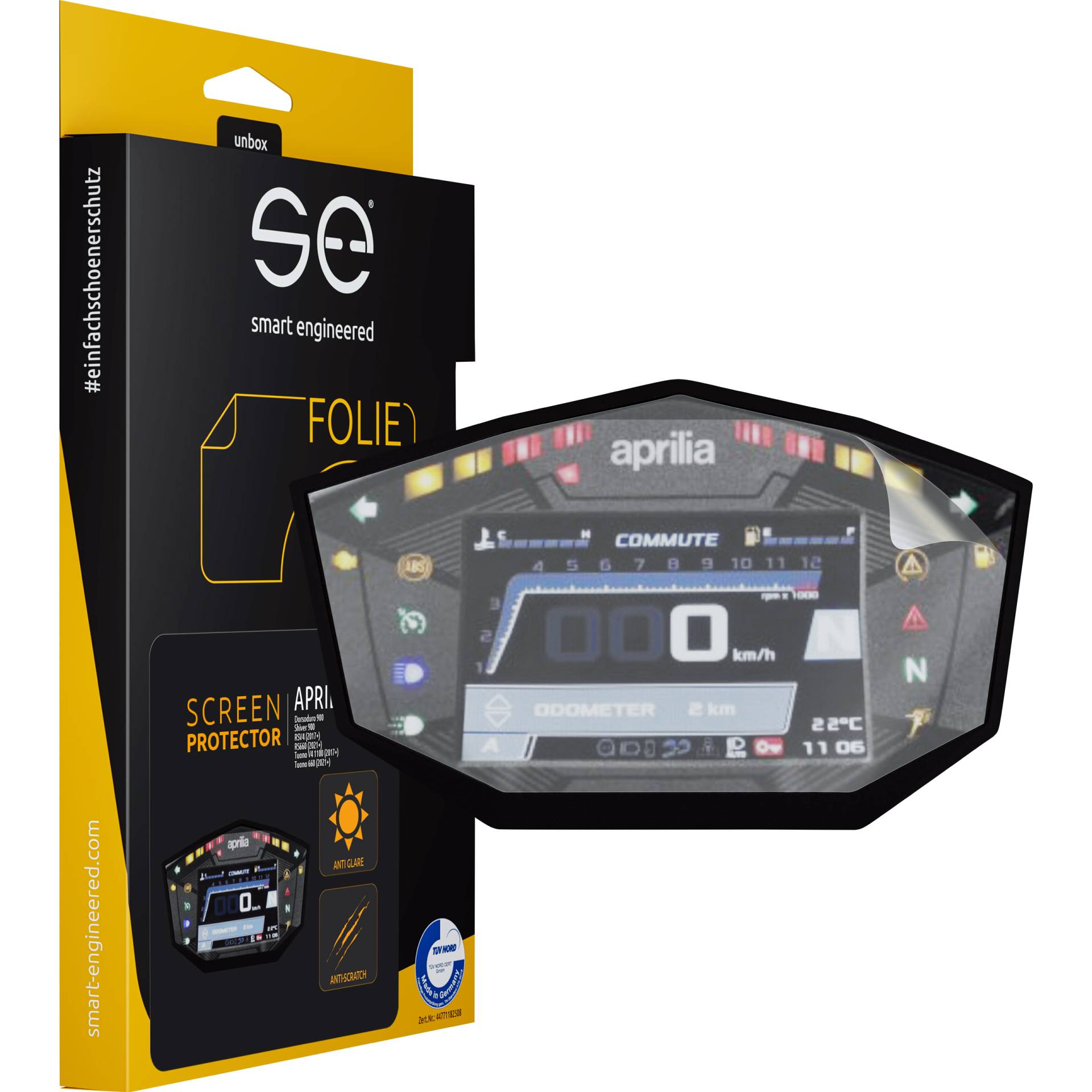 Smart Engineered Cockpit-Schutzfolie entspiegelnd für Aprilia RS/RSV/SMV/SL Smart Engineered Cockpit-Schutzfolie entspiegelnd für Aprilia RS/RSV/SMV/SL von Smart Engineered