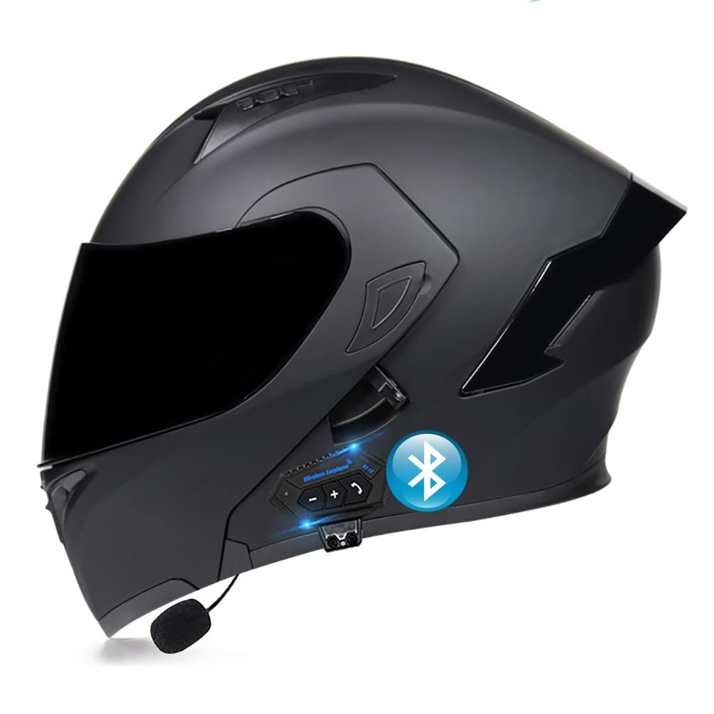 Bluetooth Motorradhelm Motorrad Klapphelm Integrierter Motorradhelm mit Anti-Fog-Doppelvisier DOT/ECE-Zugelassener Vollgesichts Motorrad Rennhelm für Erwachsene Männer und Frauen von Smilfree