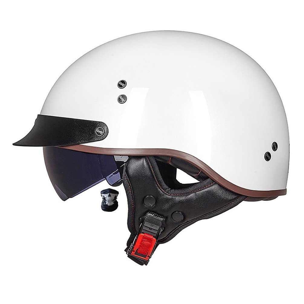 Motorradhelm Halbschalenhelm mit ECE-Zertifizierung Rollerhelm Cruiser Chopper Skateboardhelm Antikollisionshelm Motorradhalbhelm mit Visier für Damen und Herren Erwachsene von Smilfree