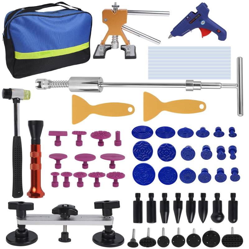 Snewvie 66Stück Car Dellen Reparaturset Ausbeulwerkzeugset,Werkzeug-Set,lackfreies Dellenreparatur,Für Schäden durch große kleine Dellen,Knicke,Hagelschäden,DIY Fahrzeug Kühlschrank Waschanlage von Snewvie