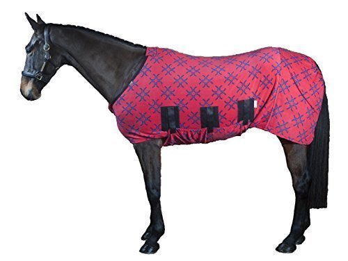 Snuggy Hauben Jams Vlies Pferd Teppich mit Bauch für Pferd oder Pony - Rot mit Blau Hufeisen, 192cm von Snuggy Hoods