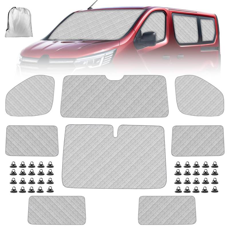 8 Stück Wohnmobil Windschutzscheibe Sonnenschutz Ersatz für 2001-2014 Renault Trafic SWB, Sonnenschutz für Frontscheibe mit Aufbewahrungstasche, 100% Okklusion von Soekodu