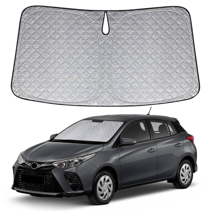Auto Frontscheiben Sonnenblende Ersatz für Toyota Yaris 2011-2024, Faltbarer Sonnenschutz für Auto Windschutzscheibe, um 99% UVR zu Blockieren und Ihr Fahrzeug Kühler zu Halten von Soekodu