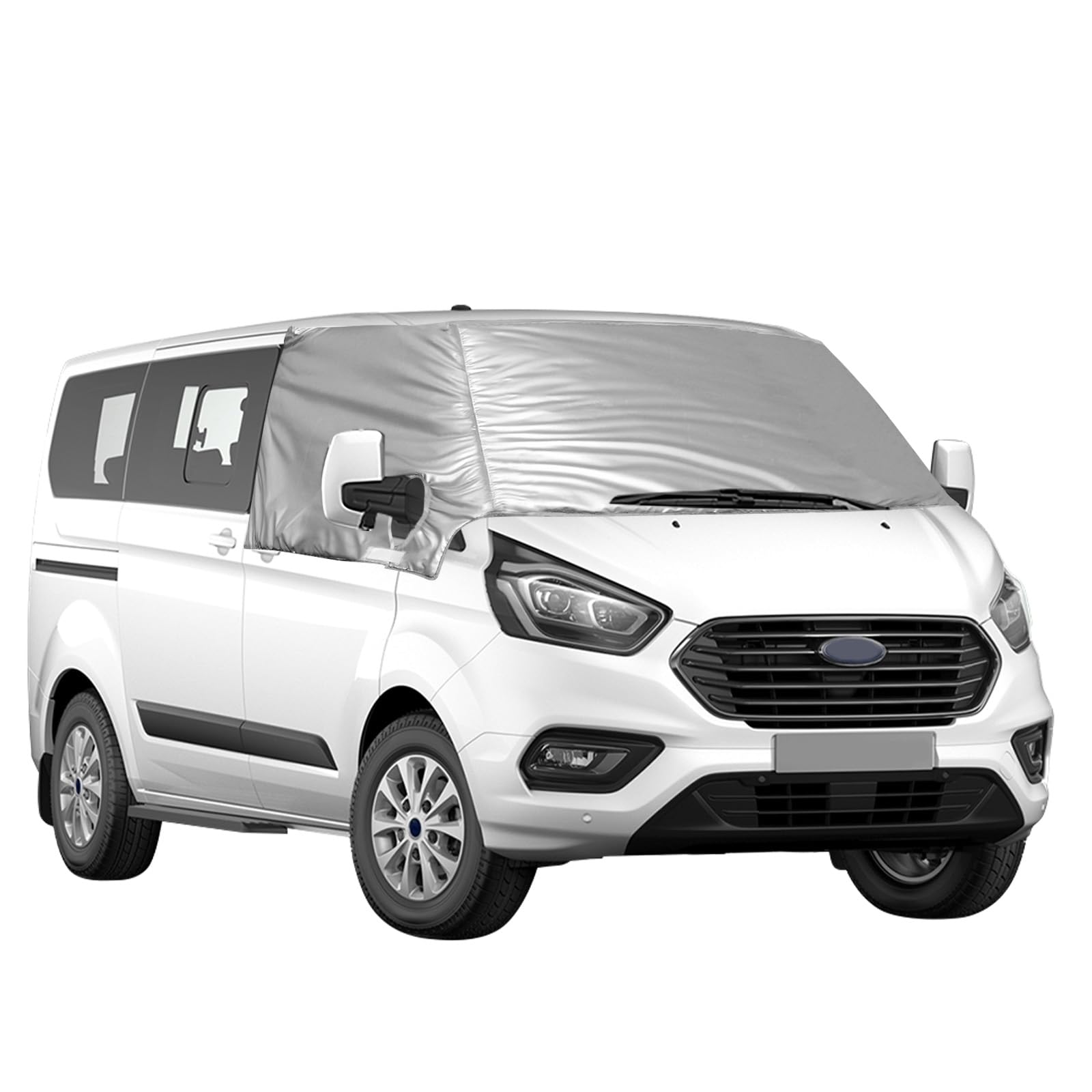 Auto Windschutzscheiben Abdeckung Ersatz für Ford Transit Custom 2012-2022, Frontscheiben Sonnenschutz, 100% Verdunkelnd, Blockiert UV Strahlen, Wetterfeste Frontscheibe Wrap Cover von Soekodu