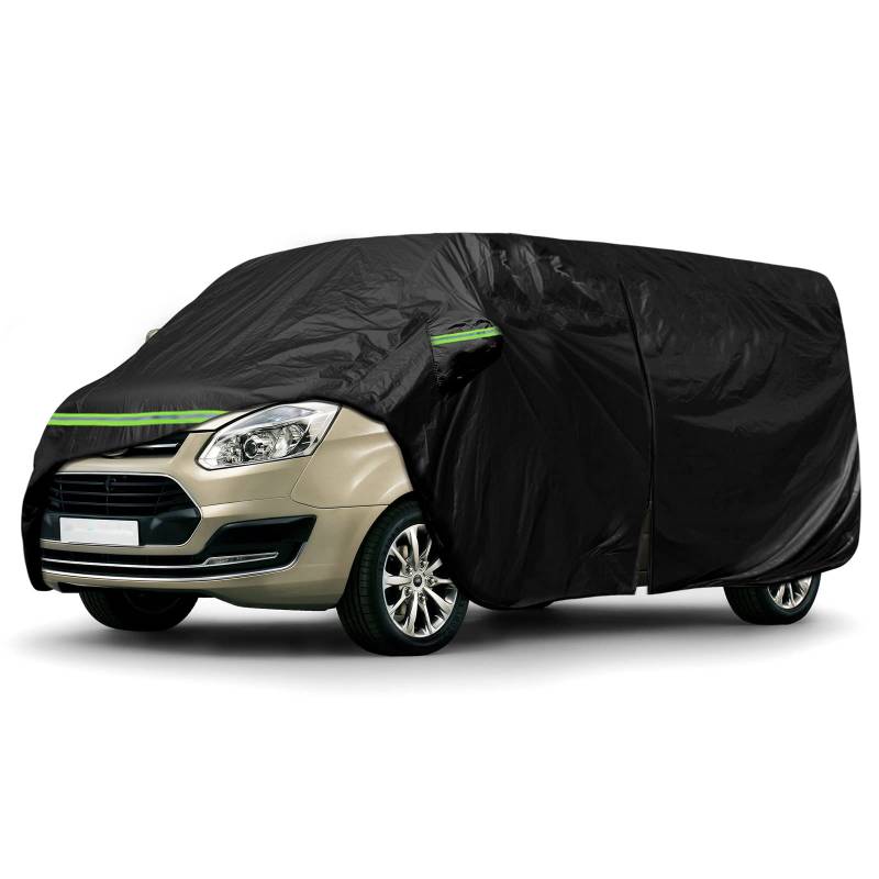Autoabdeckung Vollgarage Ersatz für Ford Transit Custom L1H1 2012-2022, 300D Allwetter Autoabdeckung für Drinnen und Draußen mit Reißverschlusstür und Winddichtem Gurt (L1H1) von Soekodu