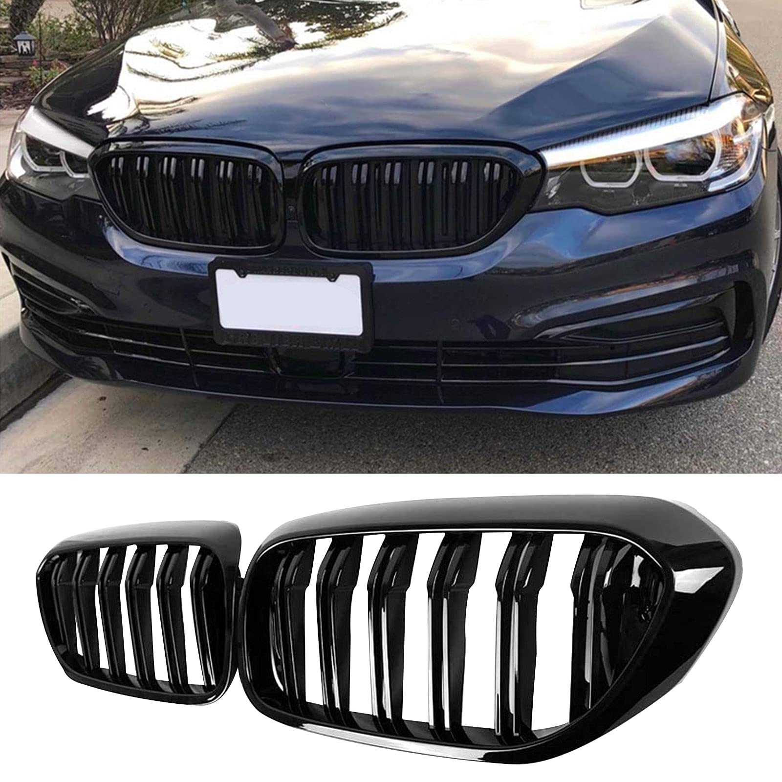 G30 G31 Kühlergrill, Nieren Hochglanz Schwarz Front Grill, Paar Doppelsteg Sport Kühlergrill Ersatz für BMW 5er G30 G31 528LI 530LI 540LI 2017 2018 2019 2020 G30 G31 Kühlergrill, Nieren Hochglanz Schwarz Front Grill, Paar Doppelsteg Sport Kühlergrill Ersatz für BMW 5er G30 G31 528LI 530LI 540LI 2017 2018 2019 2020 von Soekodu