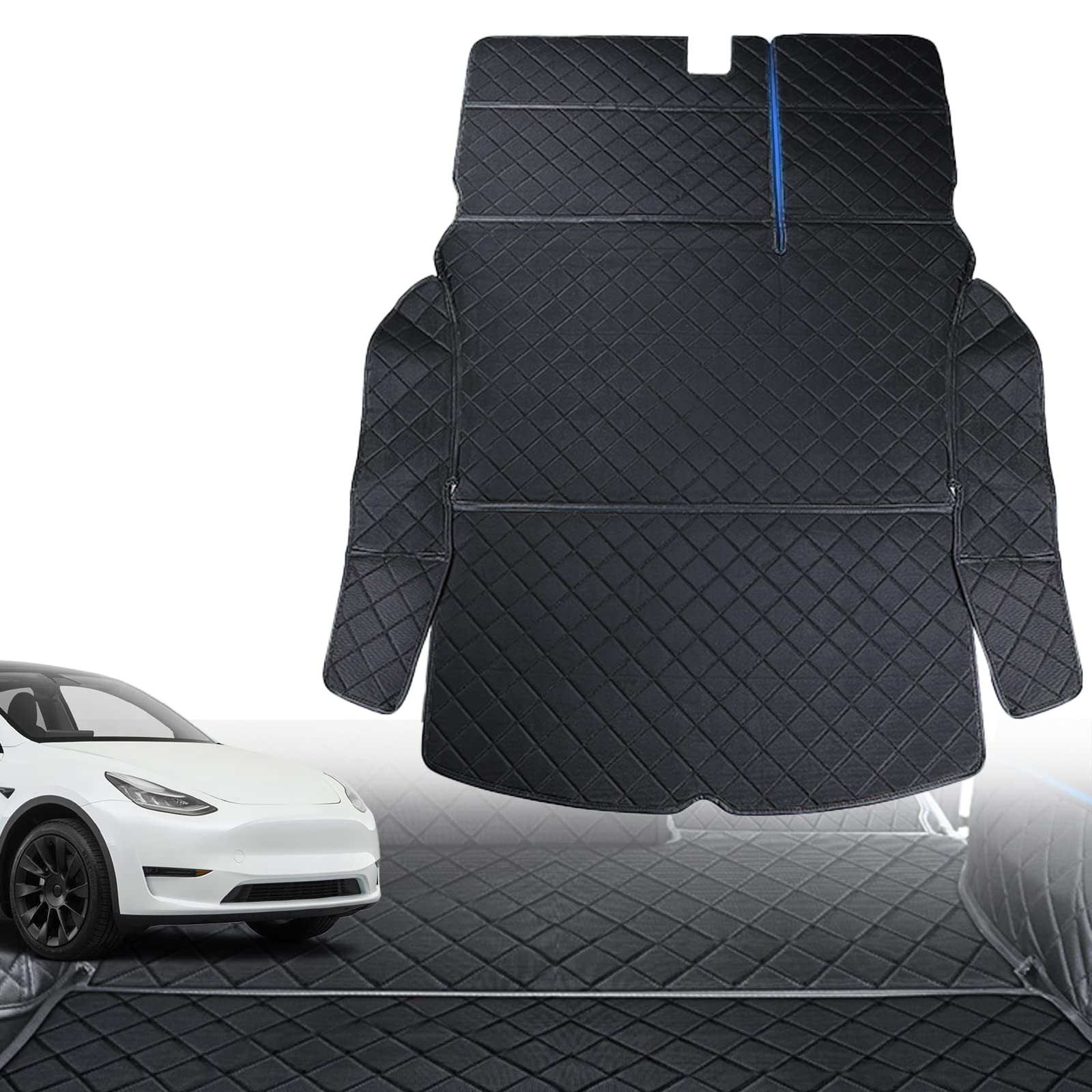 Kofferraummatten Kompatibel mit Tesla Model Y 2020 2021 2022 2023 2024, Faltbare Cargo Mats Oxford Boot Liner wasserdichte rutschfeste Boot Pet Mats mit Seitenschutz von Soekodu