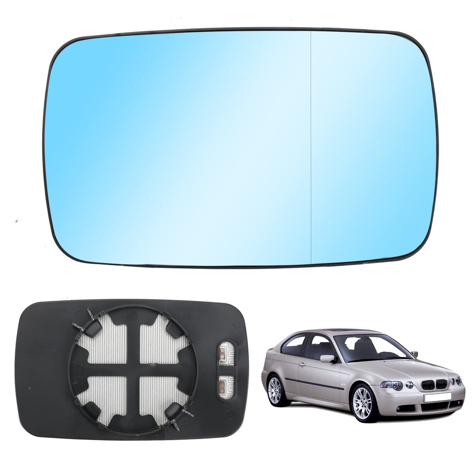 Spiegelglas Ersatz für BMW 3er Cabriolet E46/Coupe E46, Außenspiegel Glas Asphärisch Ersatz für BMW 7 Series E65/E66/E67, Verstellbar Geeignet Umkehrlinse Rückfahrglas Spiegel (1L) von Soekodu