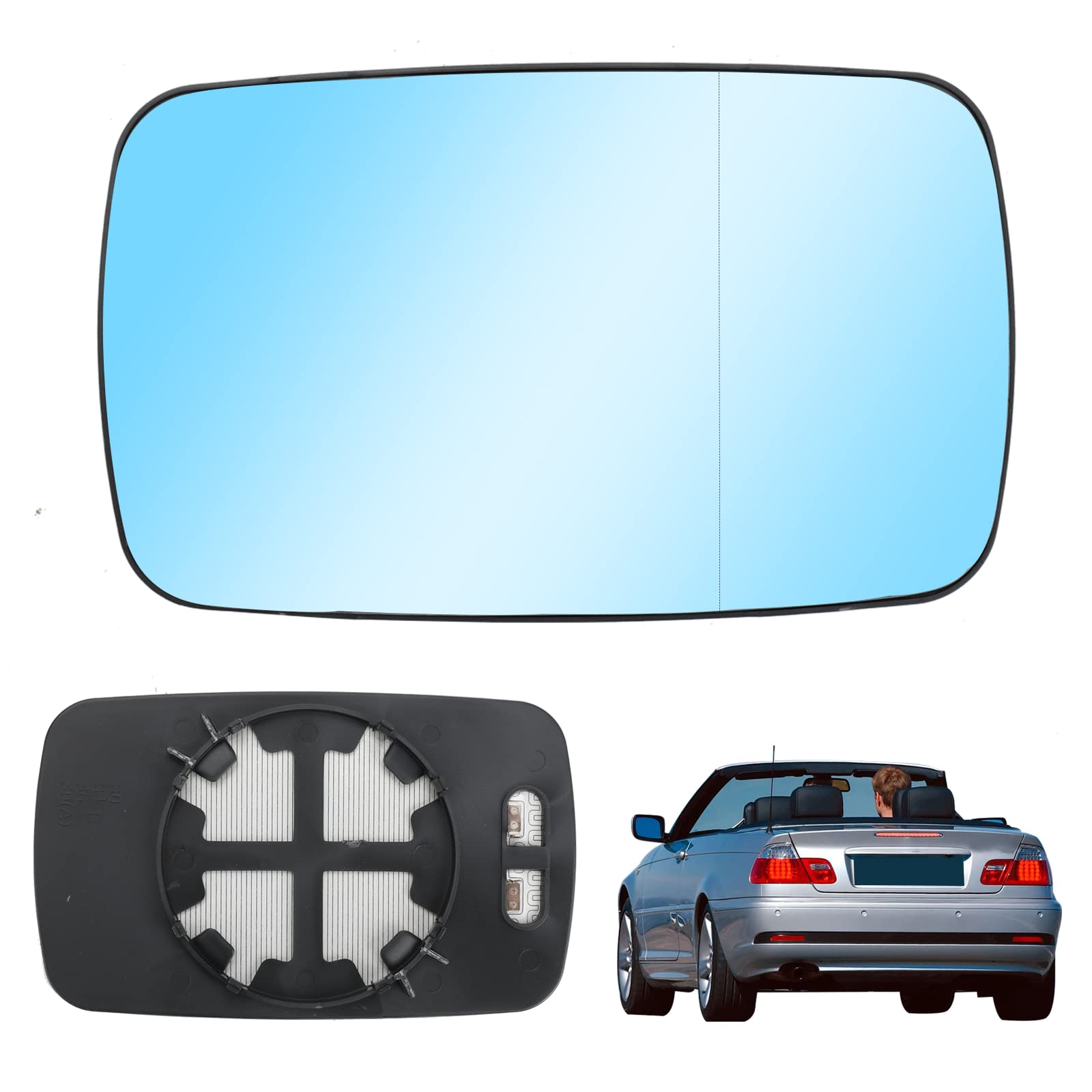 Spiegelglas Ersatz für BMW 3er Cabriolet E46/Coupe E46, Außenspiegel Glas Asphärisch Ersatz für BMW 7 Series E65/E66/E67, Verstellbar Geeignet Umkehrlinse Rückfahrglas Spiegel (1R) von Soekodu