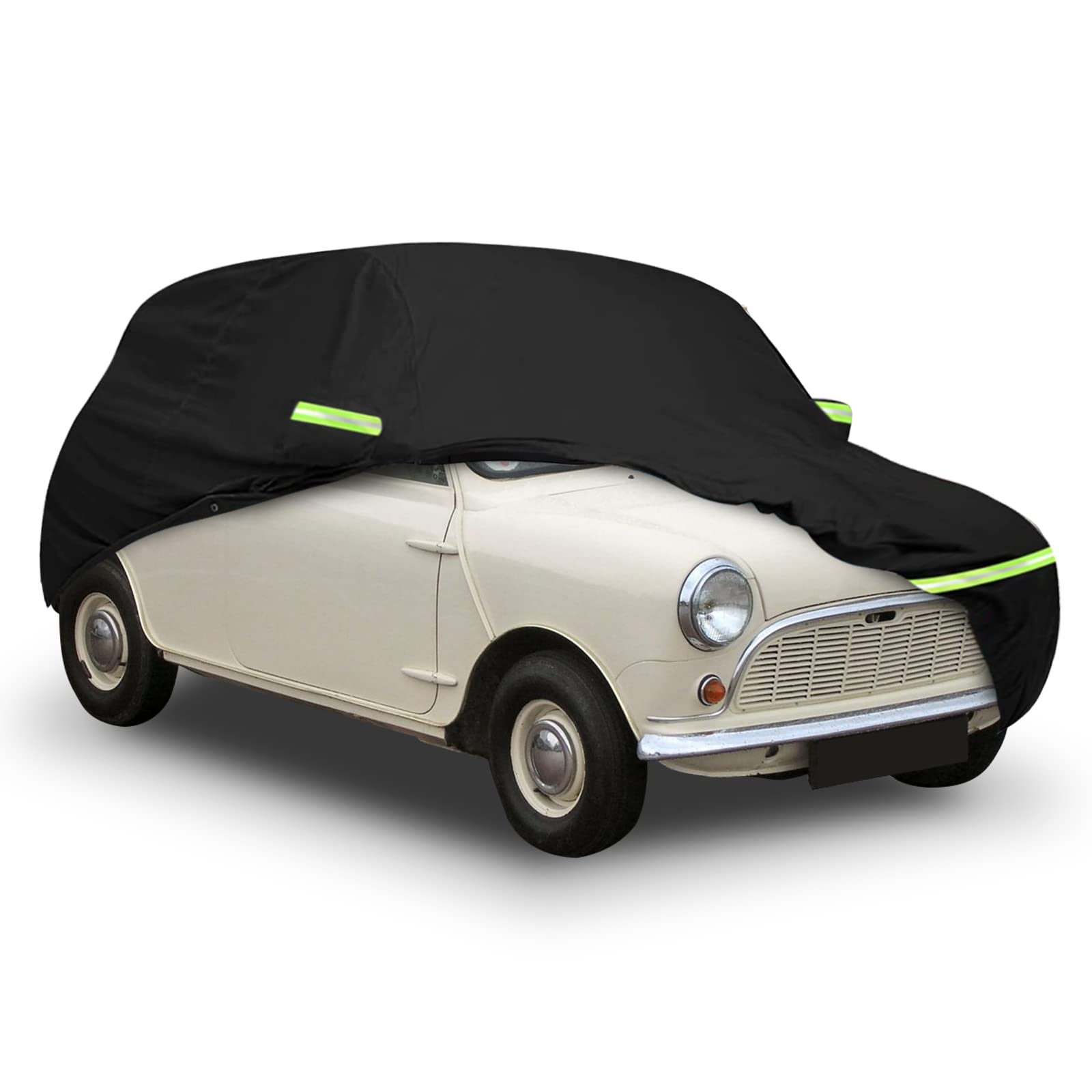 Autoabdeckung Vollgarage Ersatz für Austin Mini Saloon 1959-2000, 300D Allwetter Reflektierende Autoabdeckung mit Reißverschluss und winddichtem Gurt (Schwarz) Autoabdeckung Vollgarage Ersatz für Austin Mini Saloon 1959-2000, 300D Allwetter Reflektierende Autoabdeckung mit Reißverschluss und winddichtem Gurt (Schwarz) von Soekodu