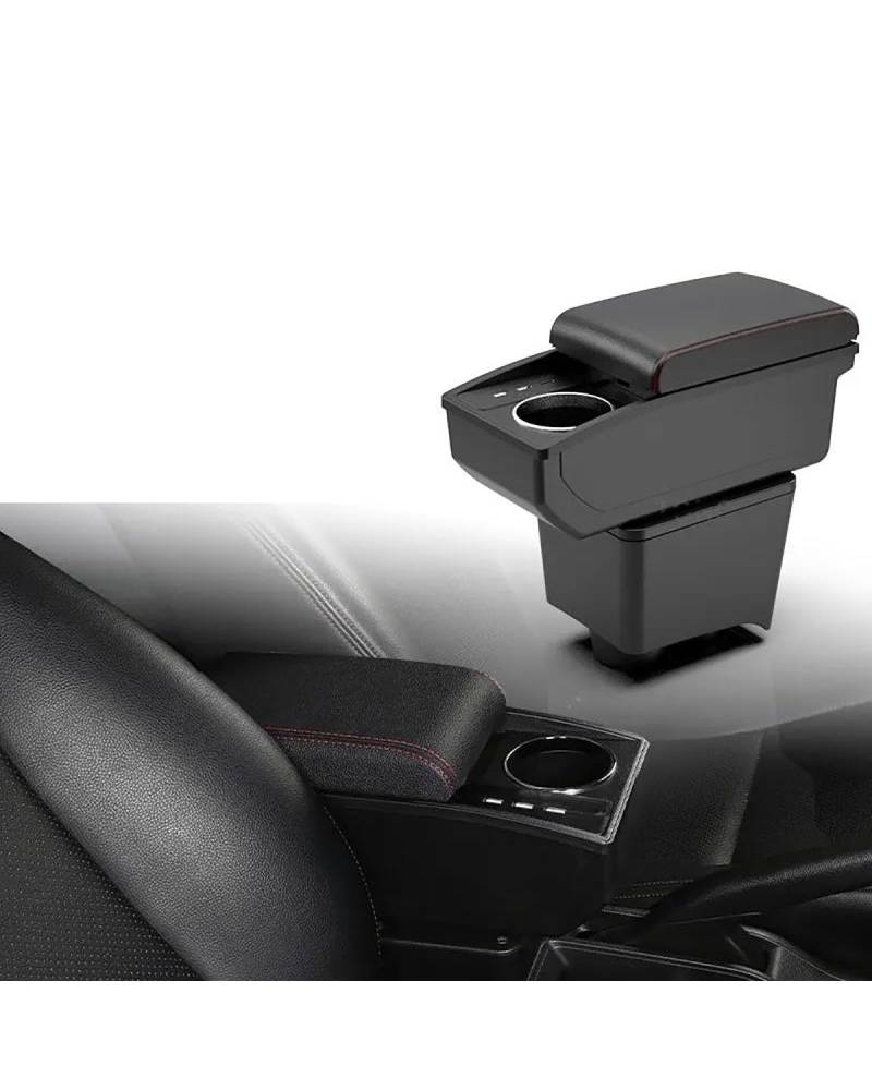 Armlehne Auto Für Polo 2002 2003 2004 2005 2006 2007 2008 2009 Armlehne Auto Armlehne Box Retrofit Teile Lagerung Box Auto Innen Zubehör Mittelkonsole Auto(B2 red line 3USB) von Sohini