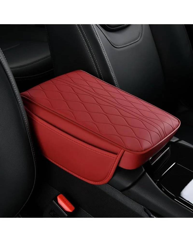 Armlehne Auto Lagerung Stil Auto Armlehne Box Höhe Pad Universal Leder Memory Foam Höhe Pad Auto Mittelarmlehne Kissen Unterstützung Mittelkonsole Auto(Red) von Sohini