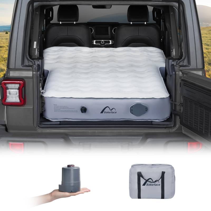 Sokeface Jeep Wrangler Luftmatratze Jeep Matratze mit kabelloser Luftpumpe, Jeep Wrangler Bett, 25,4 cm, SUV-Luftmatratze, Campingbett für Jeep Wrangler JK JKU JL JLU Unlimited 4-Türer Ford Bronco von Sokeface