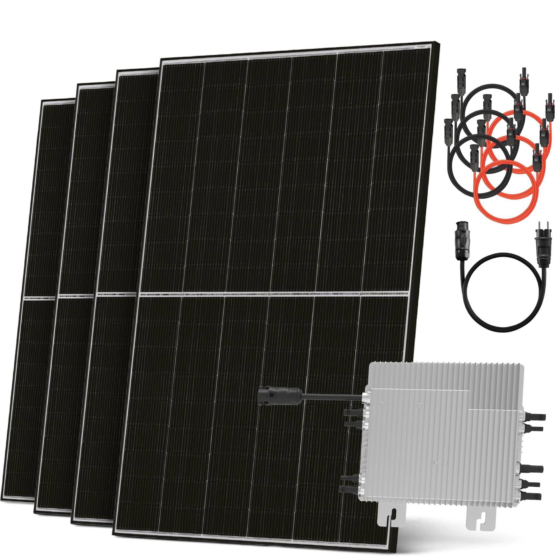 Solarway® Balkonkraftwerk 2000W komplett Steckdose - neuester 2000W Wechselrichter - Solaranlage Komplettset - 500W Solarmodule & Envertech & Zubehör von Solarway