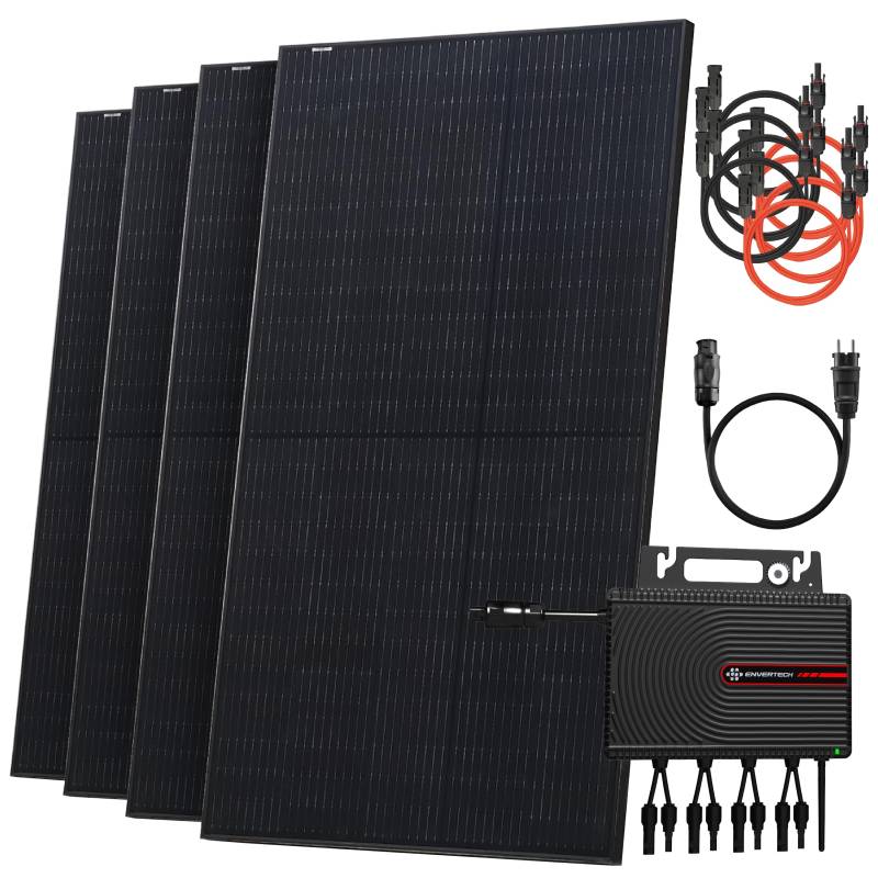 Solarway® Balkonkraftwerk 2000W komplett Steckdose - neuester 2000W Wechselrichter - Solaranlage Komplettset - 500W Solarmodule & Envertech & Zubehör von Solarway