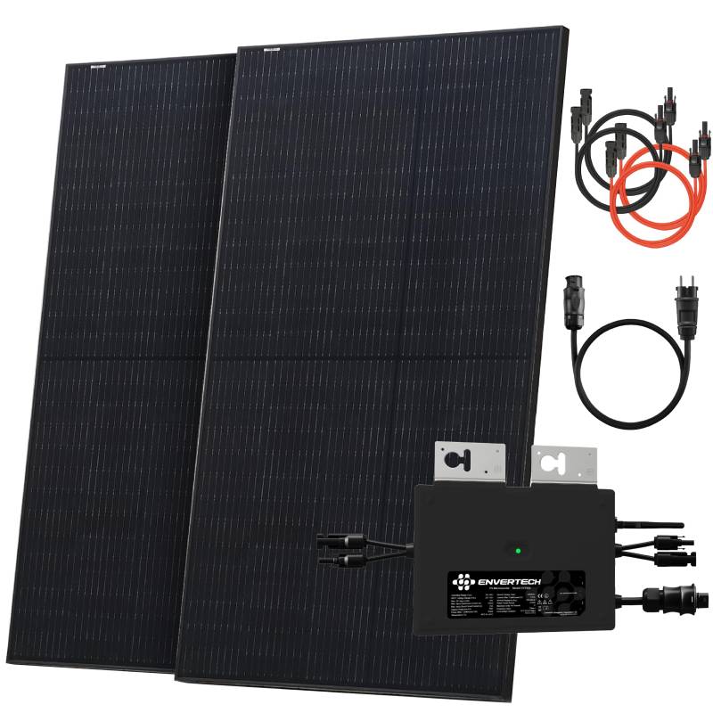 Solarway® Balkonkraftwerk 1000W komplett Steckdose - neuester 1000 Watt Wechselrichter - Solaranlage Komplettset - 500W Solarmodule & Envertech & Zubehör von Solarway