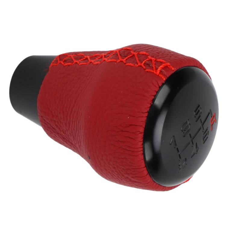 6 Geschwindigkeitsgetriebe-Schaltknauf, Rotes Leder-Wechsel-Schaltstange Kugelkopf, Aluminium-Legierungsauto-Schaltknauf mit OE-Nummer 08U92 Tee 110 füR Type R Hottback von Solinder