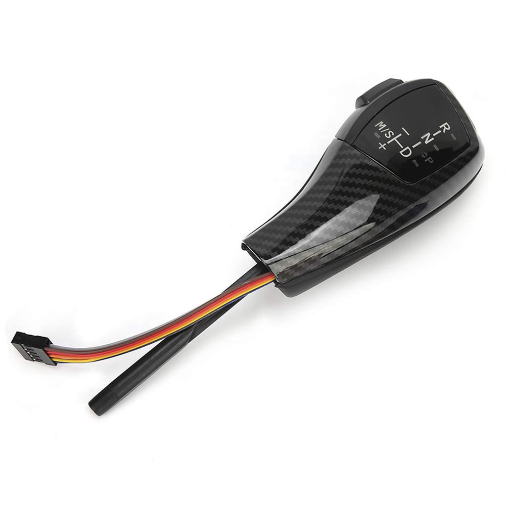 LED Automatische Zahnradverschiebungsknopf -Nachrüstkit für E46 E60 E61, Elektrosilber, Hochglanzschwarz, Kohlefasertextur, Zahnradhebel (Kohlefaserstil) von Solinder