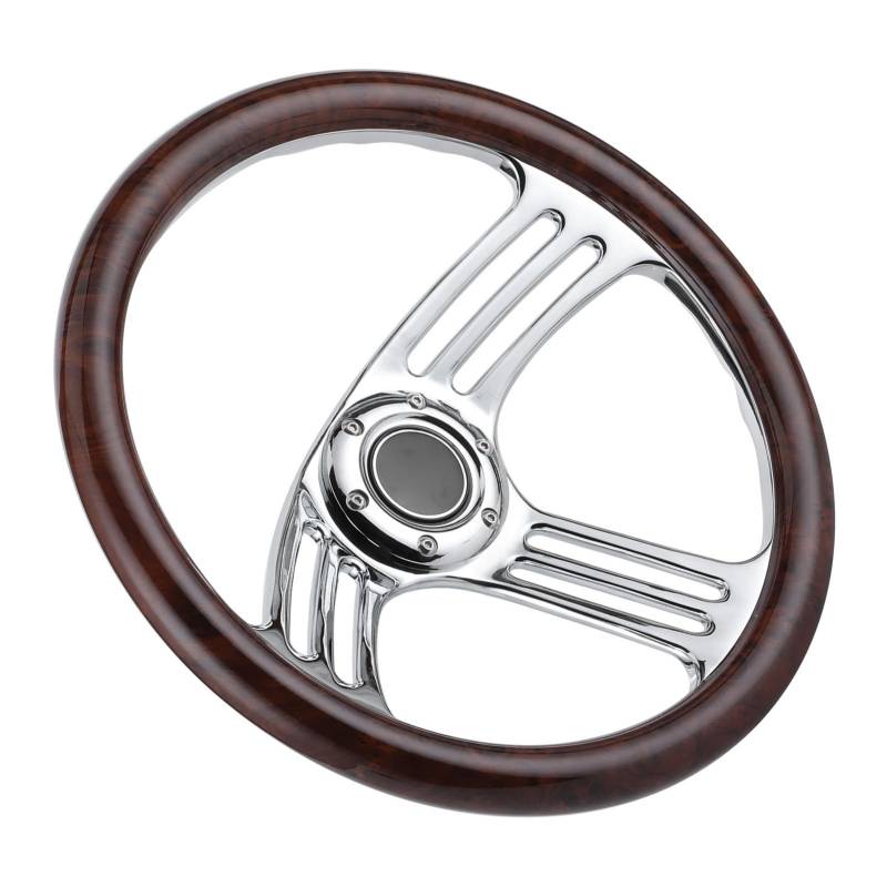 Vintage -Stil Dunkler Holzlenkrad, 350 Mm Durchmesser, Premium -Aluminium Zum Rennen, Wird mit Schraubenschlüssel, 6 '' Holzlenkrad Geliefert von Solinder