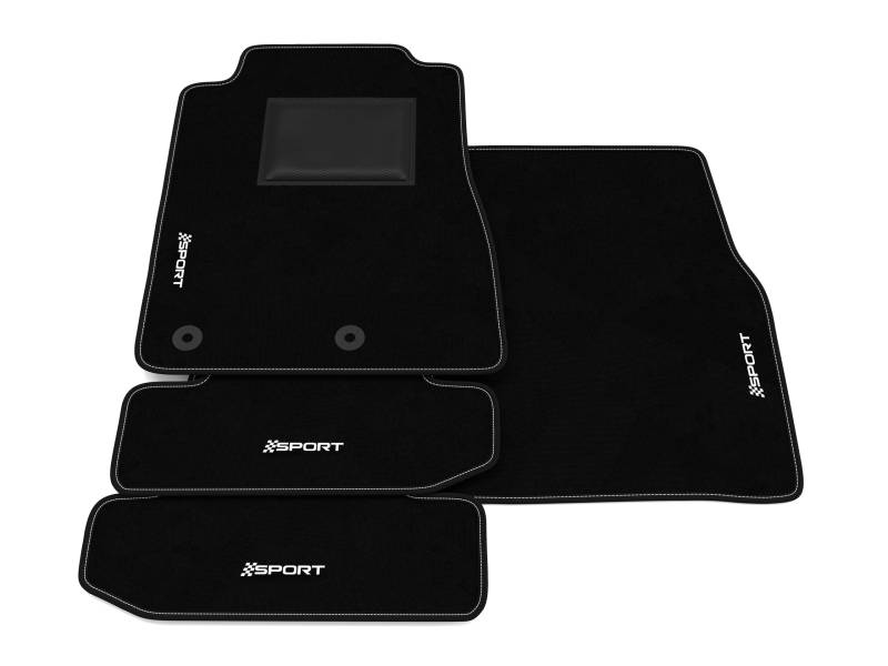 Fußmatten kompatibel mit Ford Mustang 2015-2024, Sport Stickerei, maßgeschneidertes Auto-Fußmatten-Set, Teppich Set von Somer Car