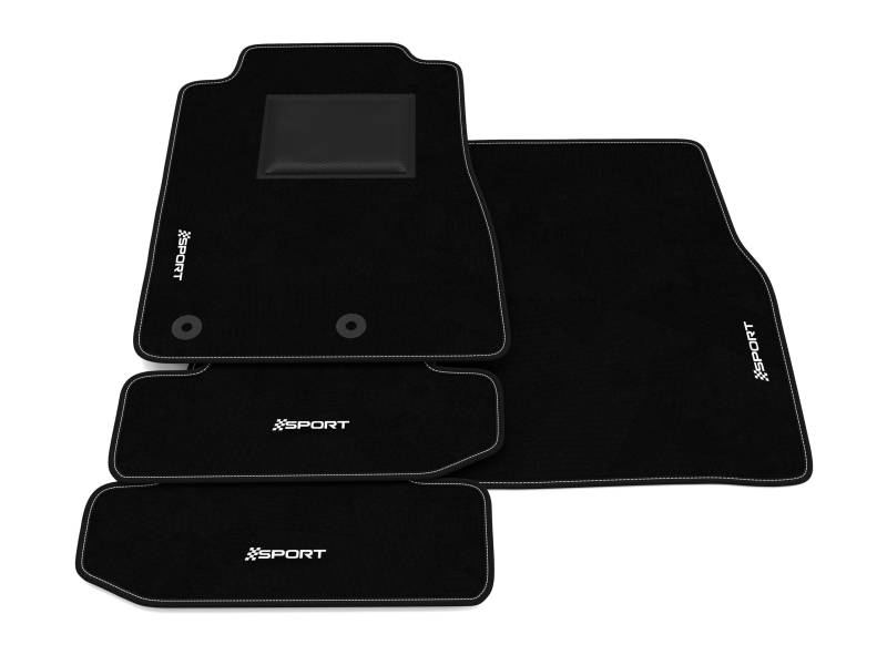 Fußmatten kompatibel mit Ford Mustang Cabrio 2015-2024, Sport Stickerei, maßgeschneidertes Auto-Fußmatten-Set, Teppich Set von Somer Car