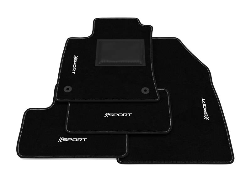 Fußmatten kompatibel mit Renault Clio 5 2019-2024, Sport Stickerei, maßgeschneidertes Auto-Fußmatten-Set, Teppich Set von Somer Car