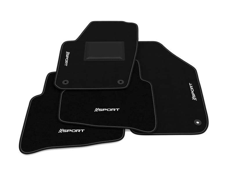 Fußmatten kompatibel mit Volkswagen Polo 9N3 2005-2009, Sport Stickerei, maßgeschneidertes Auto-Fußmatten-Set, Teppich Set von Somer Car