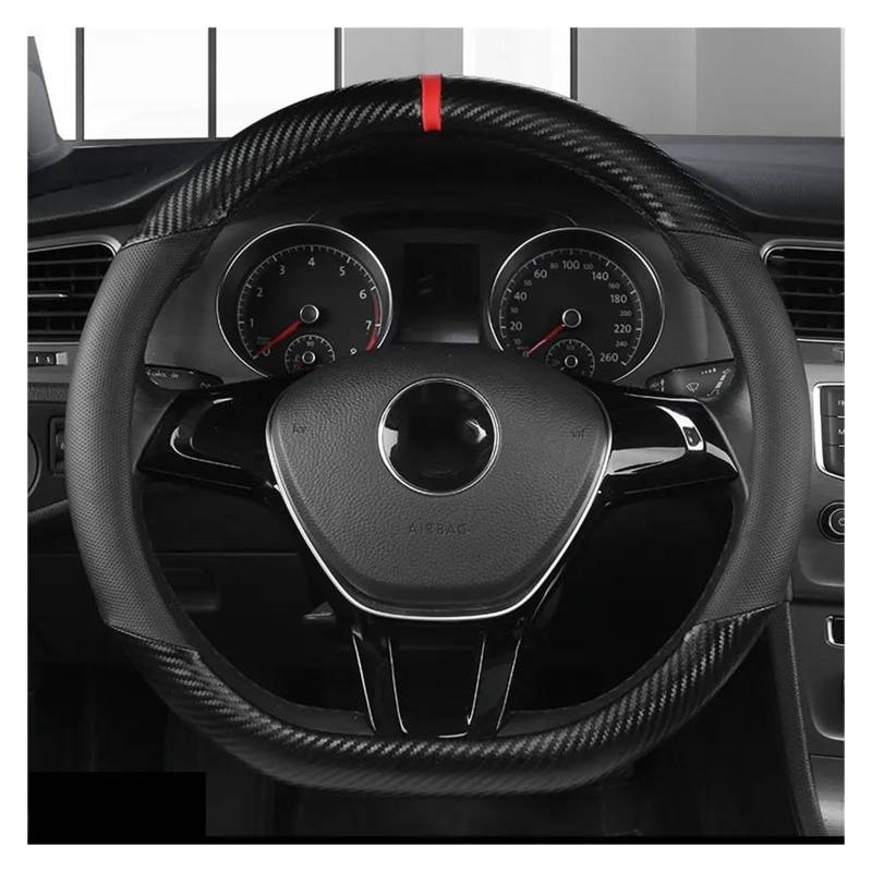 Lenkradbezug Leder Für Civic Für Ciimo Für Jade Für Suzuki Für Alto Für Nissan Für Juke 36 cm Leder Carbon Faser Auto Lenkrad Abdeckung Größe S Auto Zubehör Lenkradhülle (Color : Black D Shape) von SonGxu