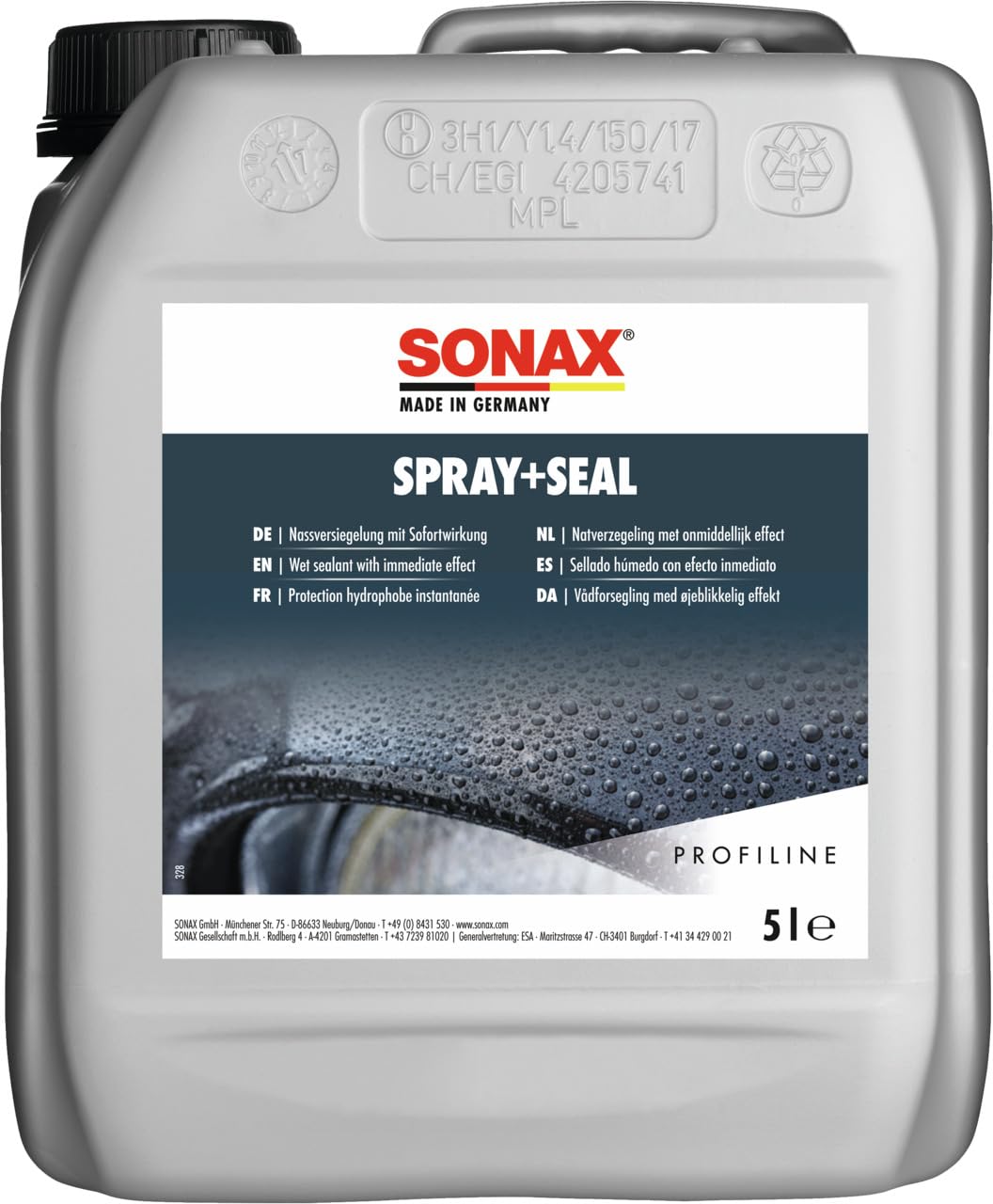 SONAX PROFILINE Spray+Seal (5 Liter) gebrauchsfertige Nassversiegelung mit sofortigem wasser- & schmutzabweisenden Effekt | Art-Nr. 02435000 von SONAX