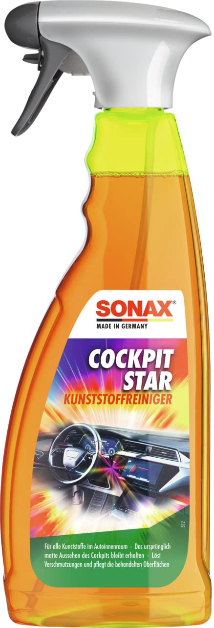 SONAX CockpitStar (750 ml) Cockpitreiniger reinigt und pflegt alle Kunststoffteile im Auto, antistatisch und staubabweisend / Art-Nr. 02494000 von SONAX