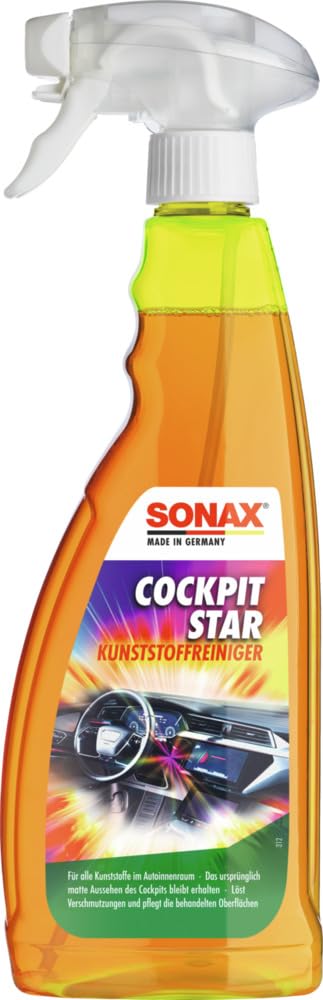 SONAX CockpitStar (750 ml) Cockpitreiniger reinigt und pflegt alle Kunststoffteile im Auto, antistatisch und staubabweisend / Art-Nr. 02494000 von SONAX