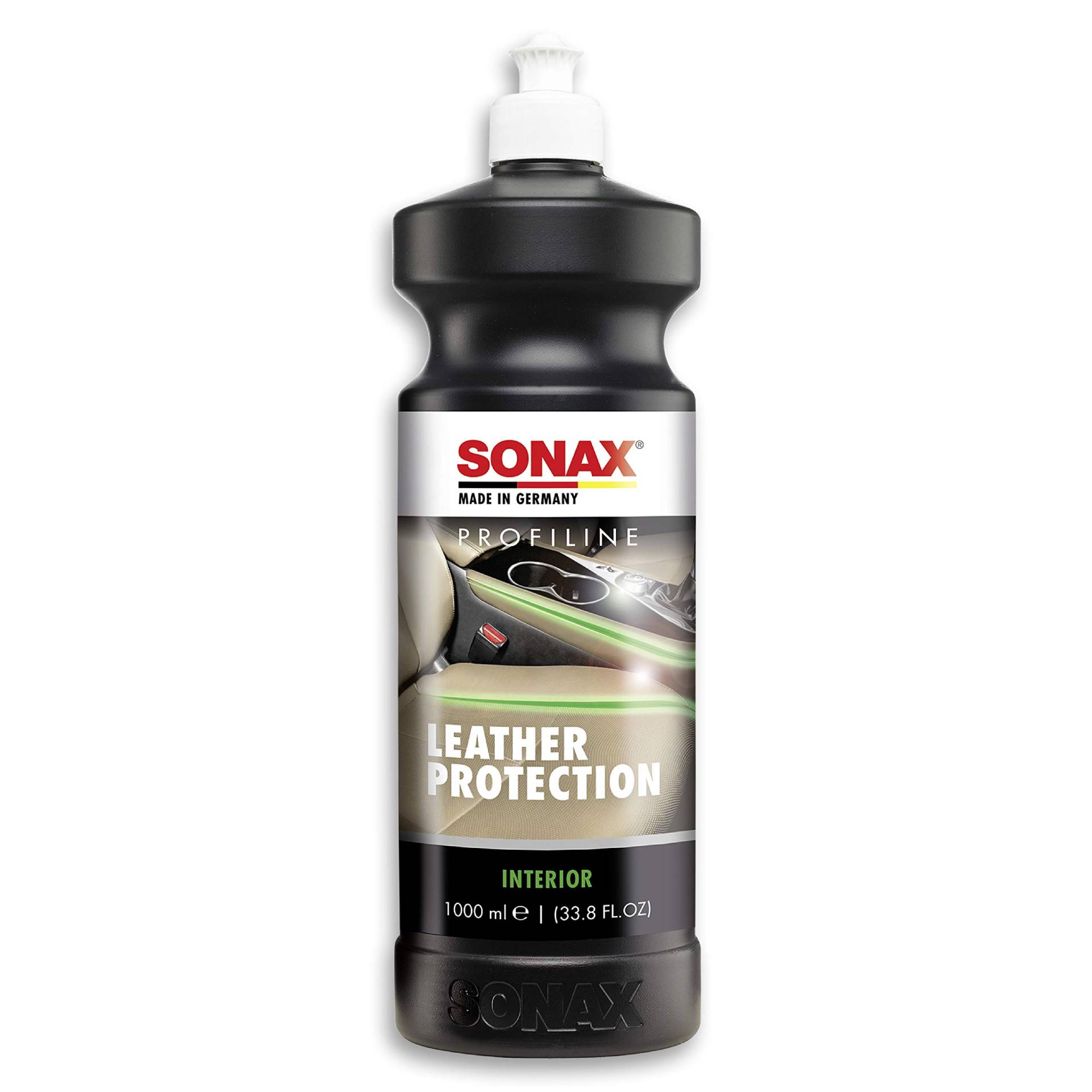 SONAX PROFILINE LeatherProtection (1 Liter) wachsfreie Lederpflege mit UV-Schutz für Glattleder / Art-Nr. 02823000, Weiss/Opulenter Garten von SONAX