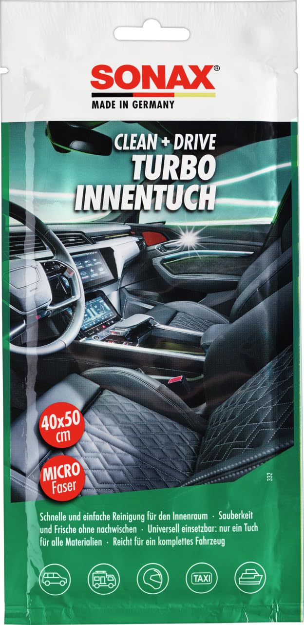 SONAX Clean+Drive TurboInnenTuch 45x50 Thekendisplay (1 Stück) Innenreinigungstuch für alle glatten und Rauen Oberflächen im Innenraum | Art-Nr. 04130000 SONAX Clean+Drive TurboInnenTuch 45x50 Thekendisplay (1 Stück) Innenreinigungstuch für alle glatten und Rauen Oberflächen im Innenraum | Art-Nr. 04130000 von SONAX