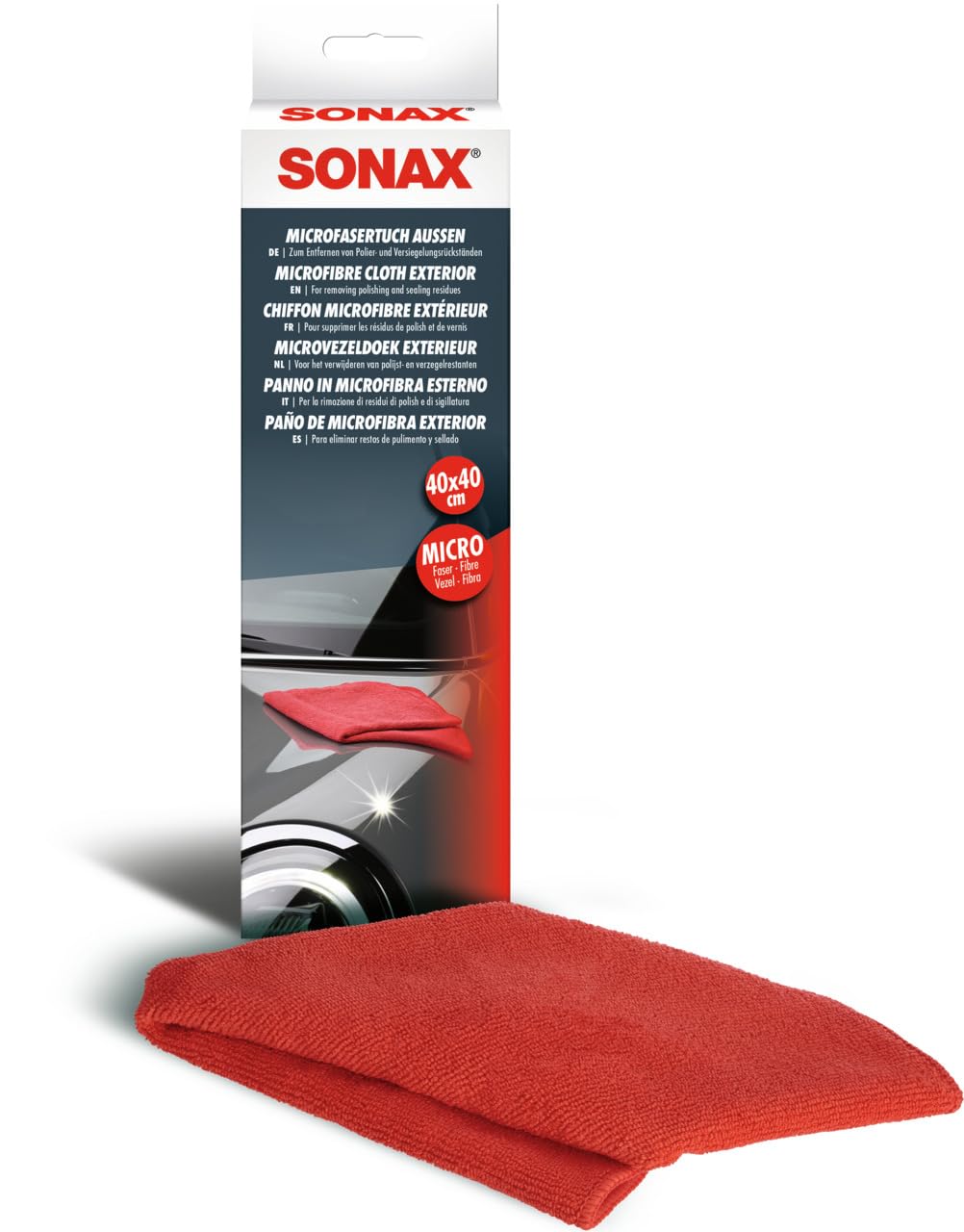 SONAX MicrofaserTuch Außen (1 Stück) der Lackpflegeprofi, hochwertig und flauschig, zum Entfernen von Polierrückständen | Art-Nr. 04162000 von SONAX