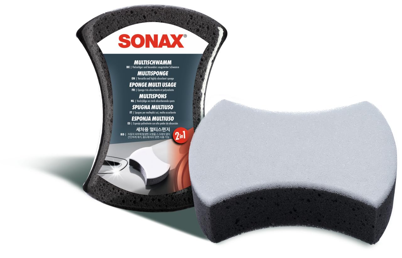 SONAX MultiSchwamm (1 Stück) besonders saugstarker Alleskönner für die Autoreinigung, Ar-Nr. 04280000 [Energieklasse B] von SONAX