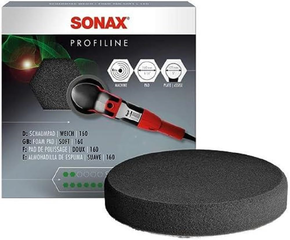 SONAX SchaumPad weich 160 (1 Stück) supersofter feinporiger Schwamm zum maschinellen Finishpolieren von Lacken | Art-Nr. 04932410 von SONAX