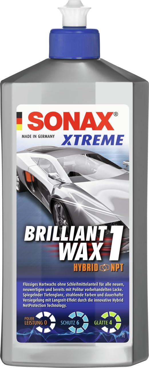 SONAX XTREME BrilliantWax 1 (500 ml) flüssiges Hartwachs ohne Schleifmittelanteil für neue, neuwertige & mit Politur vorbehandelte Lacke, Art-Nr. 02012000 von SONAX