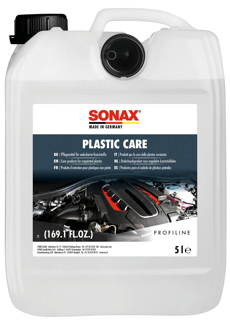 SONAX PROFILINE PlasticCare (5 Liter) Kunststoffpfleger frischt Farben auf, pflegt & kaschiert Verkratzungen auf Kunststoff | Art-Nr. 02055000 von SONAX