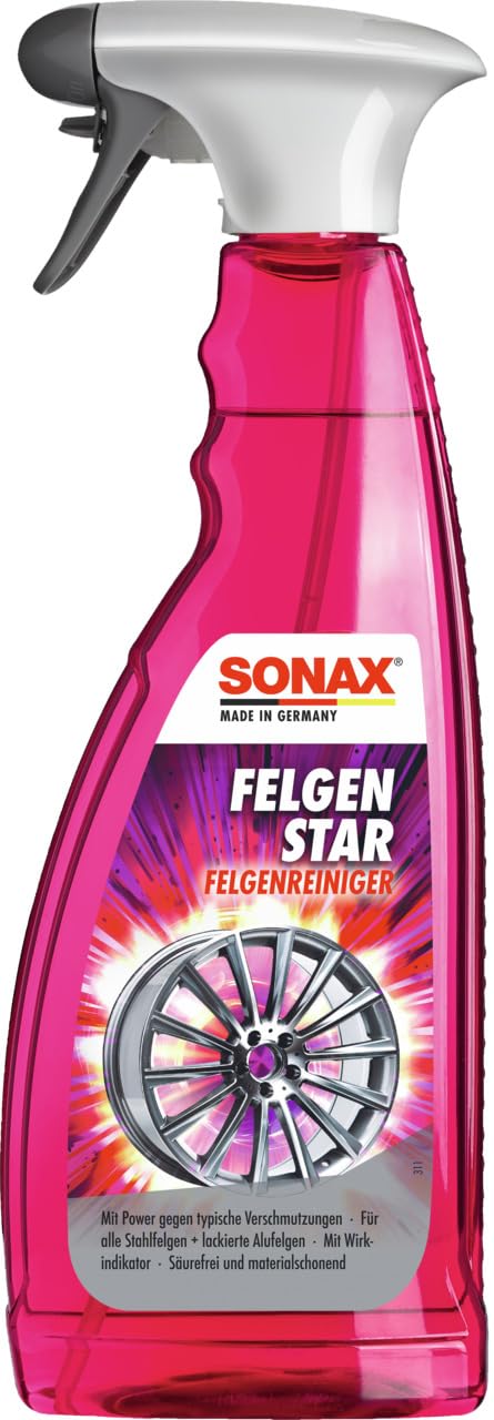 SONAX FelgenStar (750 ml) säurefreier Felgenreiniger zur effektiven Reinigung von Stahlfelgen & lackierten Aluminiumfelgen, Art-Nr. 02274000 von SONAX