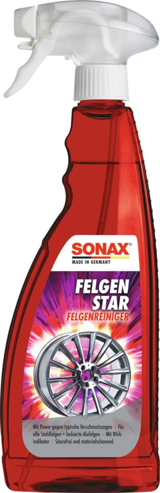 SONAX FelgenStar (750 ml) säurefreier Felgenreiniger zur effektiven Reinigung von Stahlfelgen & lackierten Aluminiumfelgen, Art-Nr. 02274000 von SONAX